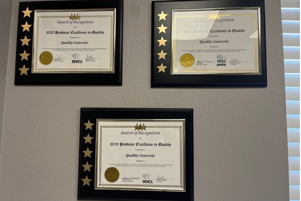 Quality Concrete Awarded #1 Quality Control Department in the Nation for Three Years Running
